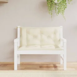 Décorations-vidaXL Coussins de banc jardin lot de 2 crème 100x50x7 cm tissu oxford Cr&egrave;me