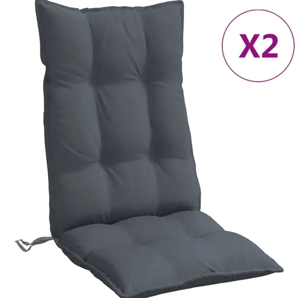 Décorations-vidaXL Coussins de chaise à dossier haut lot de 2 Anthracite