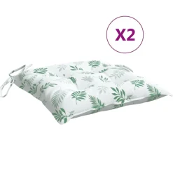vidaXL Coussins de chaise lot de 2 à motif de feuilles 40x40x7 cm