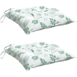 vidaXL Coussins de chaise lot de 2 à motif de feuilles 40x40x7 cm
