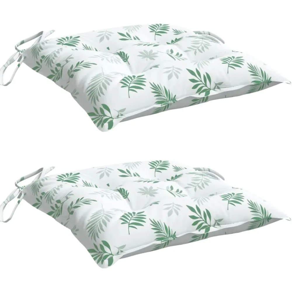 vidaXL Coussins de chaise lot de 2 à motif de feuilles 40x40x7 cm
