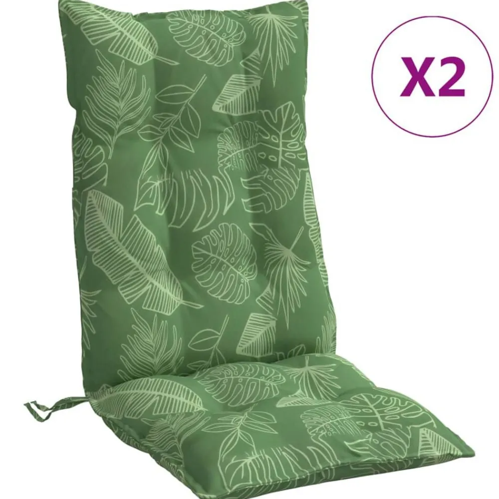 Décorations-vidaXL Coussins de chaise à dossier haut lot de 2 modèle de feuille Design à feuille