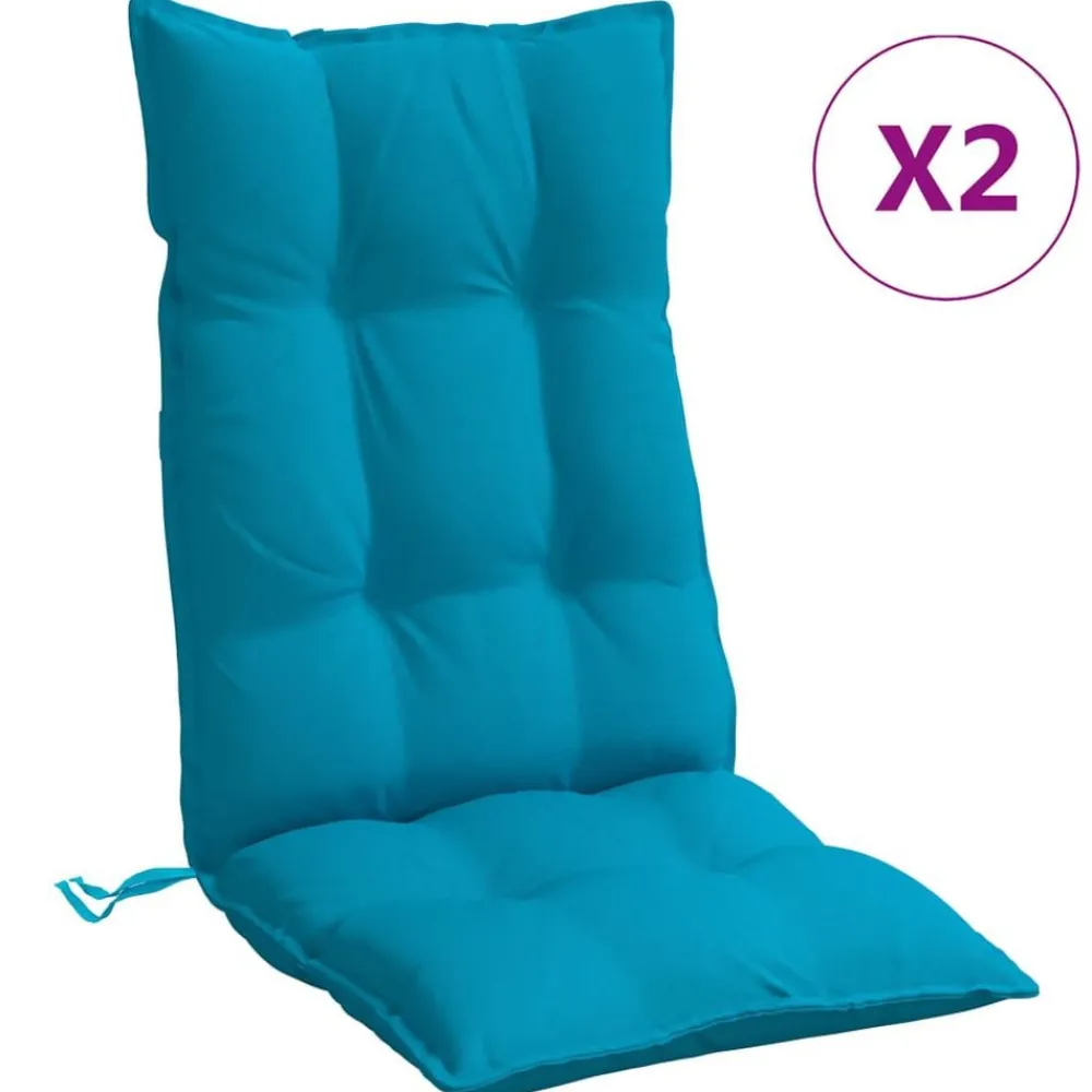 Décorations-vidaXL Coussins de chaise à dossier haut lot de 2 Bleu clair