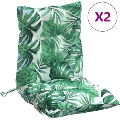 Décorations-vidaXL Coussins de chaise à dossier bas lot de 2 modèle de feuille Motif de feuille