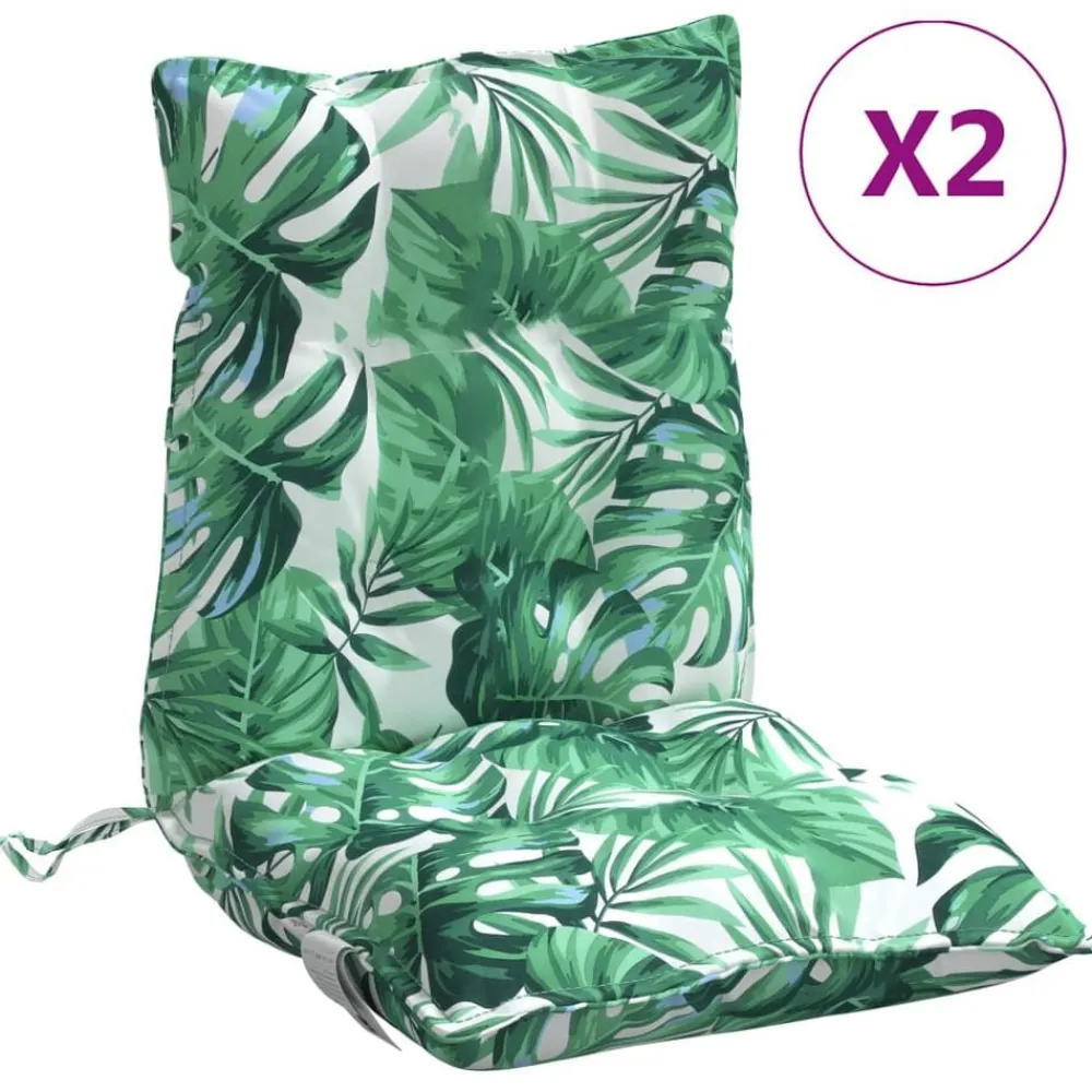 Décorations-vidaXL Coussins de chaise à dossier bas lot de 2 modèle de feuille Motif de feuille
