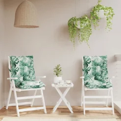 Décorations-vidaXL Coussins de chaise à dossier bas lot de 2 modèle de feuille Motif de feuille