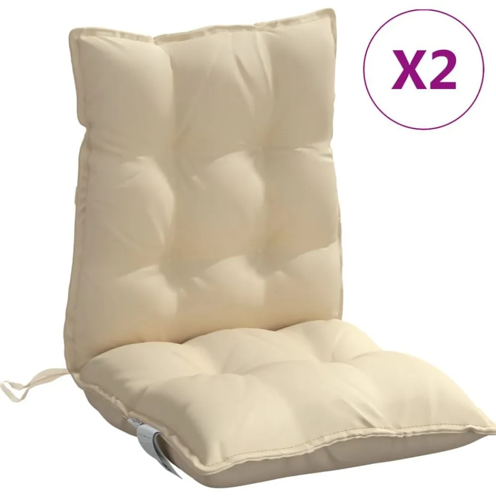 Décorations-vidaXL Coussins de chaise à dossier bas lot de 2 tissu oxford Beige