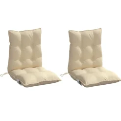 Décorations-vidaXL Coussins de chaise à dossier bas lot de 2 tissu oxford Beige