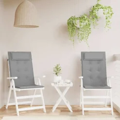 Décorations-vidaXL Coussins de chaise à dossier haut lot de 2 tissu oxford Gris