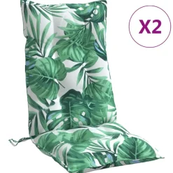 vidaXL Coussins de chaise à dossier haut lot de 2 modèle de feuille