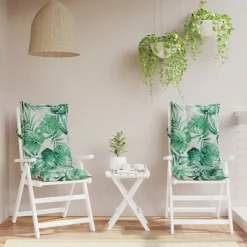 vidaXL Coussins de chaise à dossier haut lot de 2 modèle de feuille