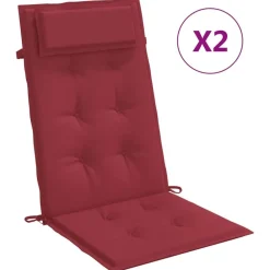 Décorations-vidaXL Coussins de chaise à dossier haut lot de 2 Rouge bordeaux