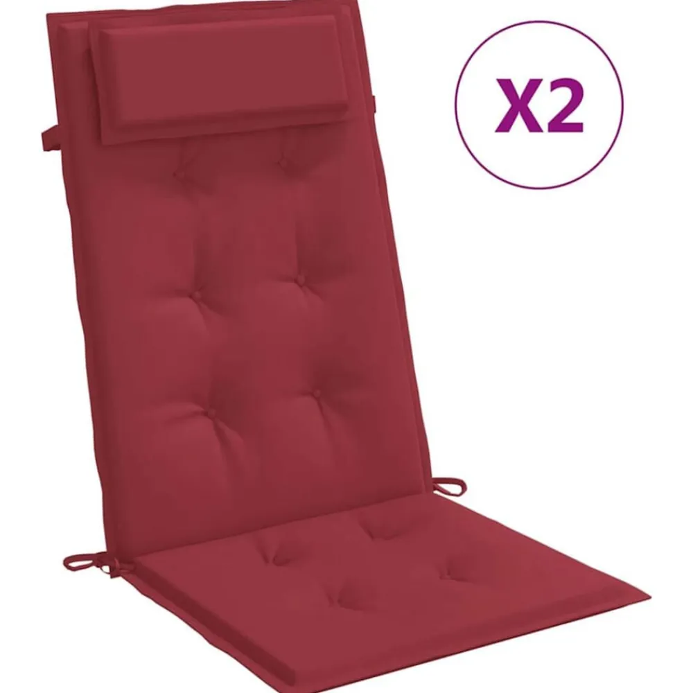 Décorations-vidaXL Coussins de chaise à dossier haut lot de 2 Rouge bordeaux
