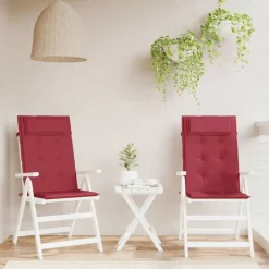 Décorations-vidaXL Coussins de chaise à dossier haut lot de 2 Rouge bordeaux