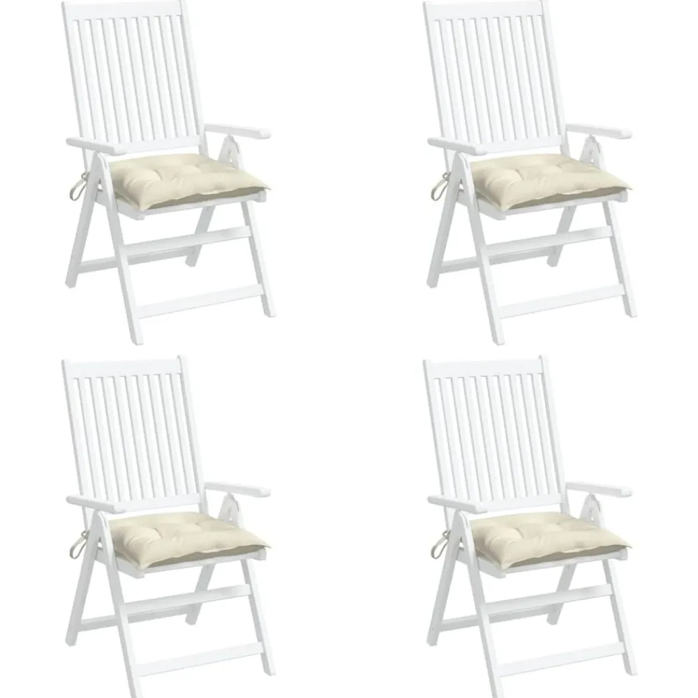 Décorations-vidaXL Coussins de chaise lot de 4 blanc crème 40x40x7 cm tissu oxford Crème
