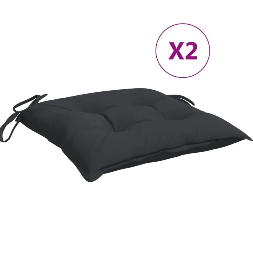 Décorations-vidaXL Coussins de chaise lot de 2 40x40x7 cm tissu oxford Noir
