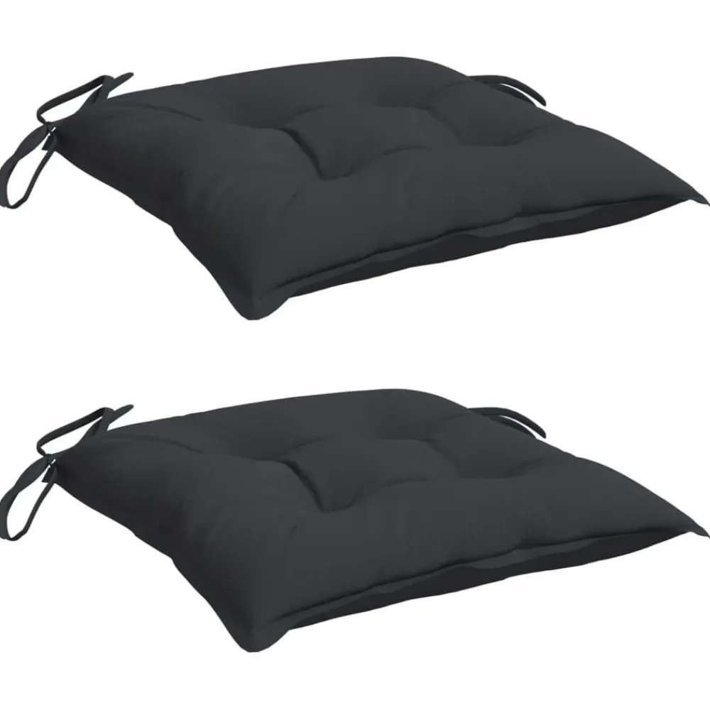 Décorations-vidaXL Coussins de chaise lot de 2 40x40x7 cm tissu oxford Noir