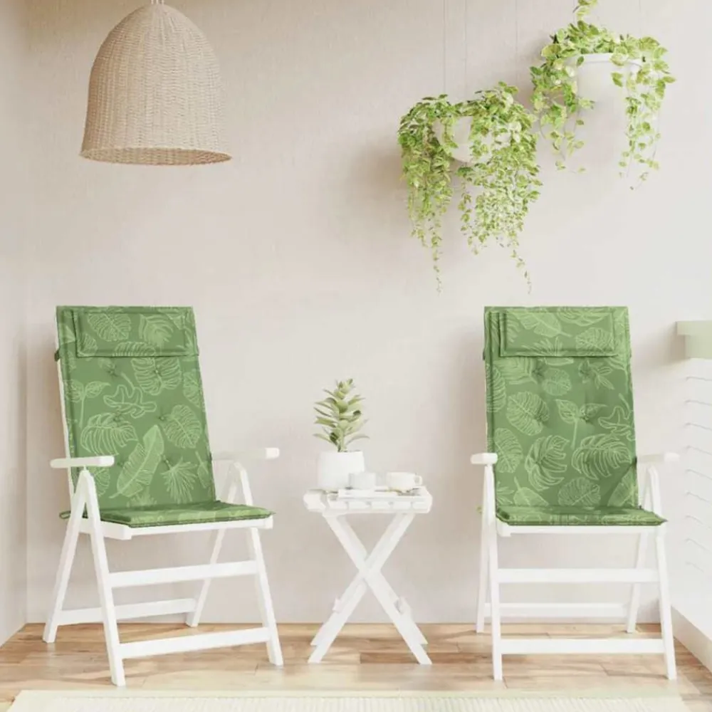 vidaXL Coussins de chaise à dossier haut lot de 2 modèle de feuille