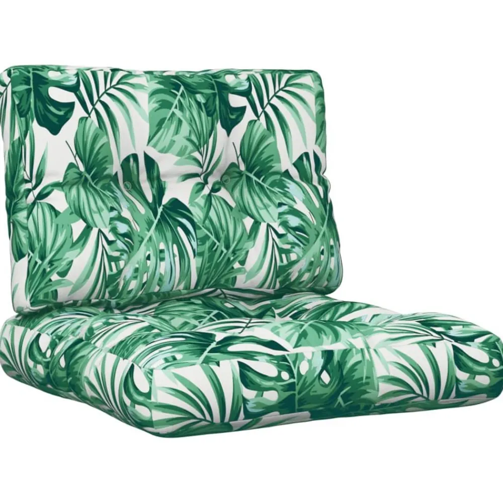 Décorations-vidaXL Coussins de palette lot de 2 s tissu Motif de feuille
