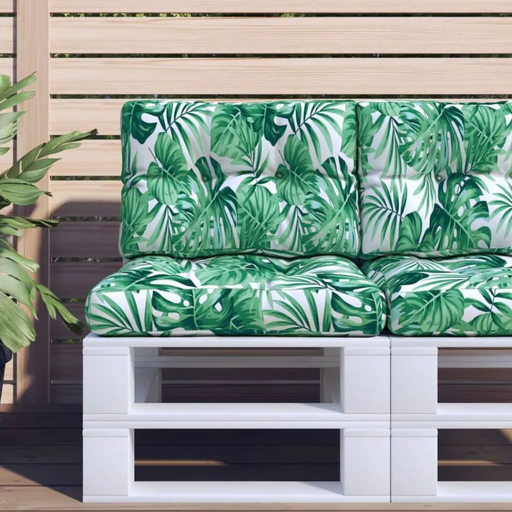 Décorations-vidaXL Coussins de palette lot de 2 s tissu Motif de feuille