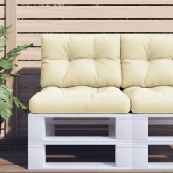 Décorations-vidaXL Coussins de palette lot de 2 crème tissu Cr&egrave;me