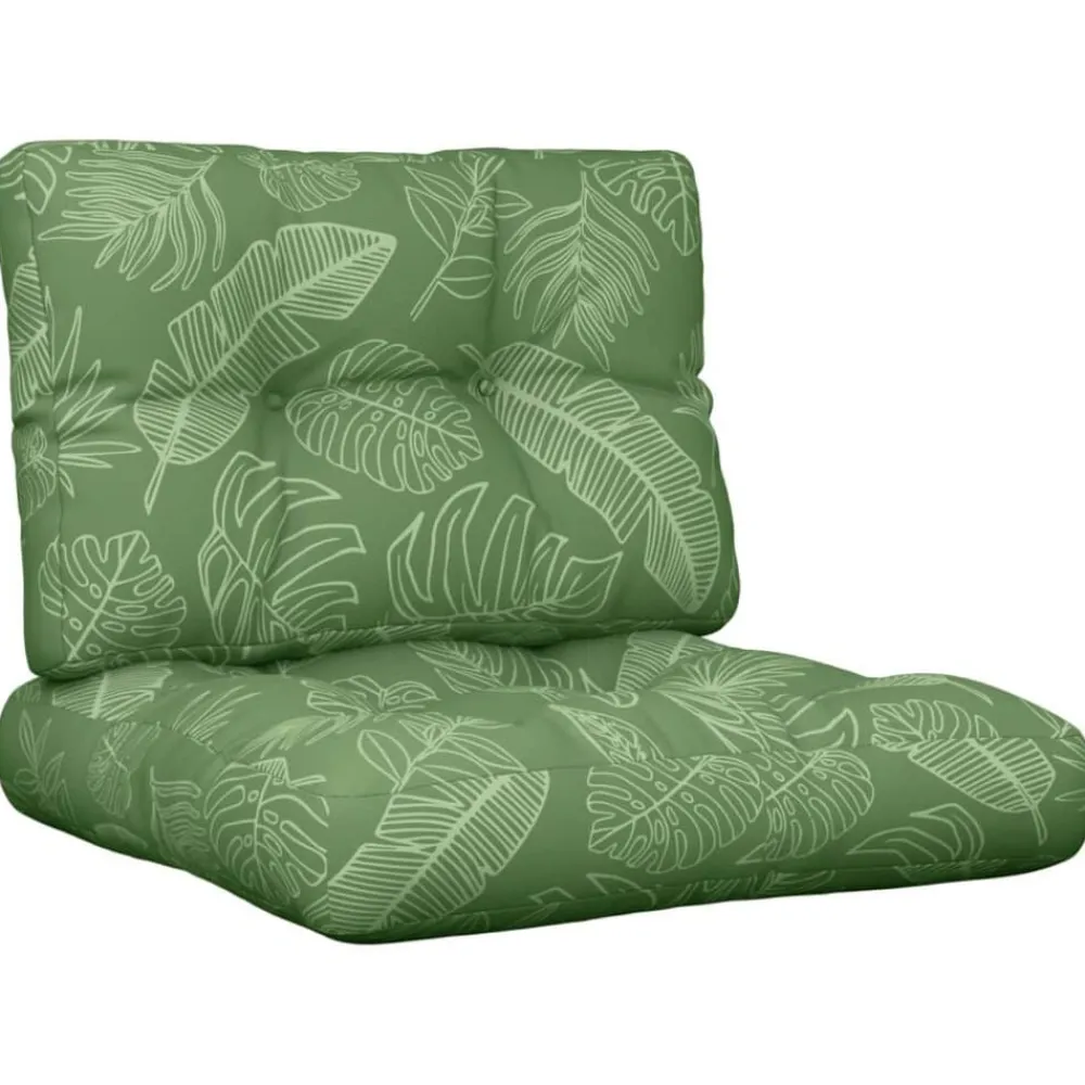 Décorations-vidaXL Coussins de palette lot de 2 motif de feuilles tissu Design à feuille
