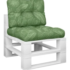 Décorations-vidaXL Coussins de palette lot de 2 motif de feuilles tissu Design à feuille