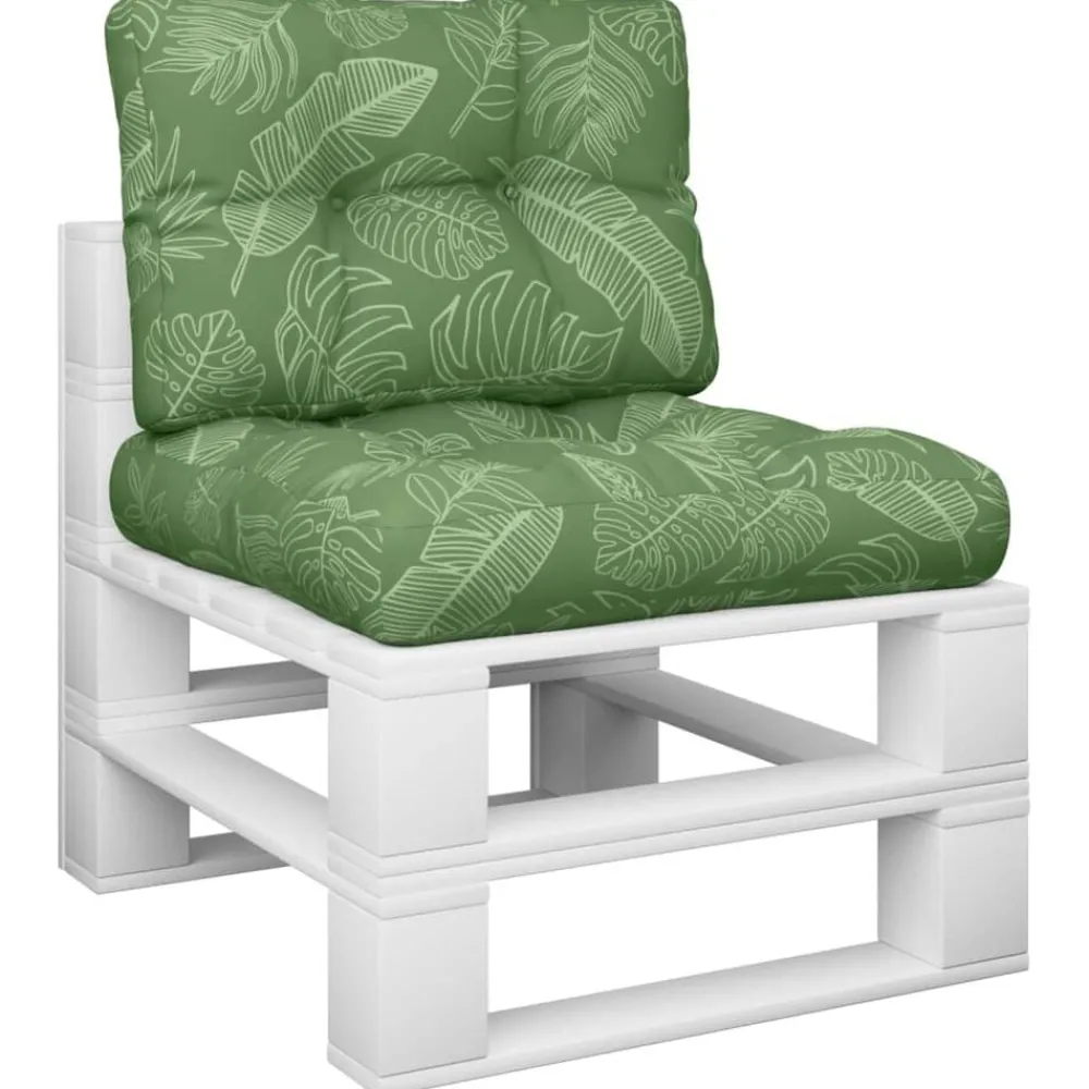 Décorations-vidaXL Coussins de palette lot de 2 motif de feuilles tissu Design à feuille