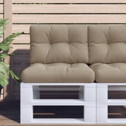 Décorations-vidaXL Coussins de palette lot de 2 tissu Taupe
