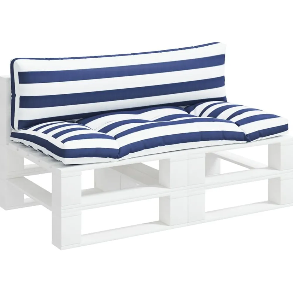 Décorations-vidaXL Coussins de palette lot de 2 rayures bleues/blanches Bleu et blanc