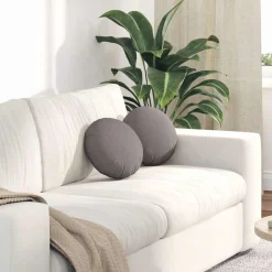 Décorations-vidaXL Coussins de siège 2 pcs Ø30 x 13 cm tissu Taupe