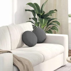 Décorations-vidaXL Coussins de siège 2 pcs Ø30 x 13 cm tissu Gris foncé