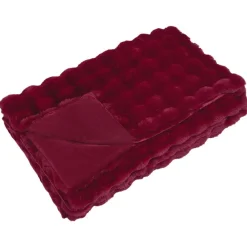 Linge-vidaXL Couverture antidérapante en fausse de lapin Olite 130 x 150 cm Bordeaux