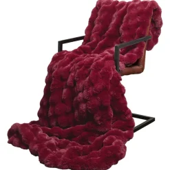 Linge-vidaXL Couverture antidérapante en fausse de lapin Olite 130 x 150 cm Bordeaux