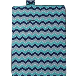 Loisirs De Plein Air-vidaXL Couverture de pique-nique pliable vague bleue 200x150cm velours Bleu foncé