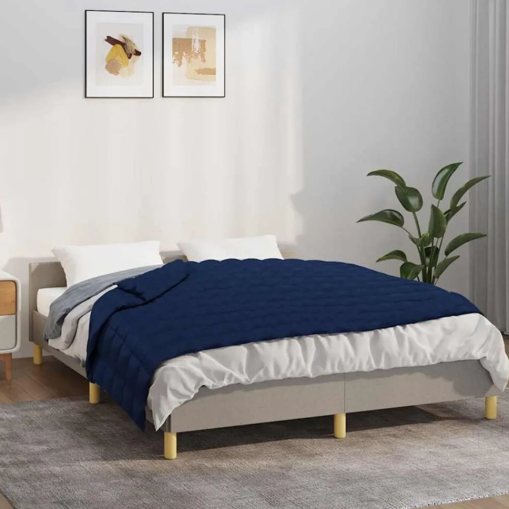 Linge-vidaXL Couverture lestée 150x200 cm 7 kg Tissu Bleu