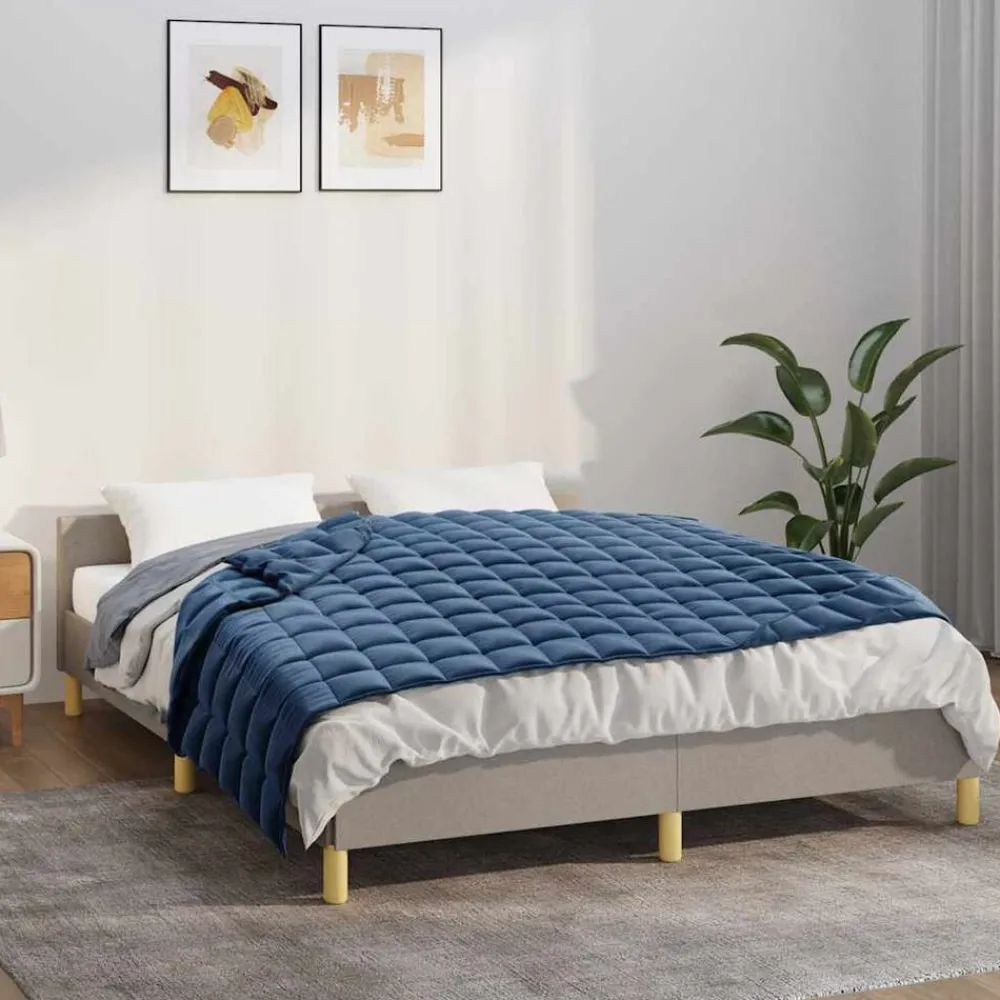 Linge-vidaXL Couverture lestée 120x180 cm 5 kg Tissu Bleu