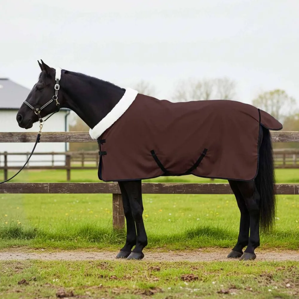 vidaXL Couverture Équine Brun Foncé Complet 75 cm Fleece polaire