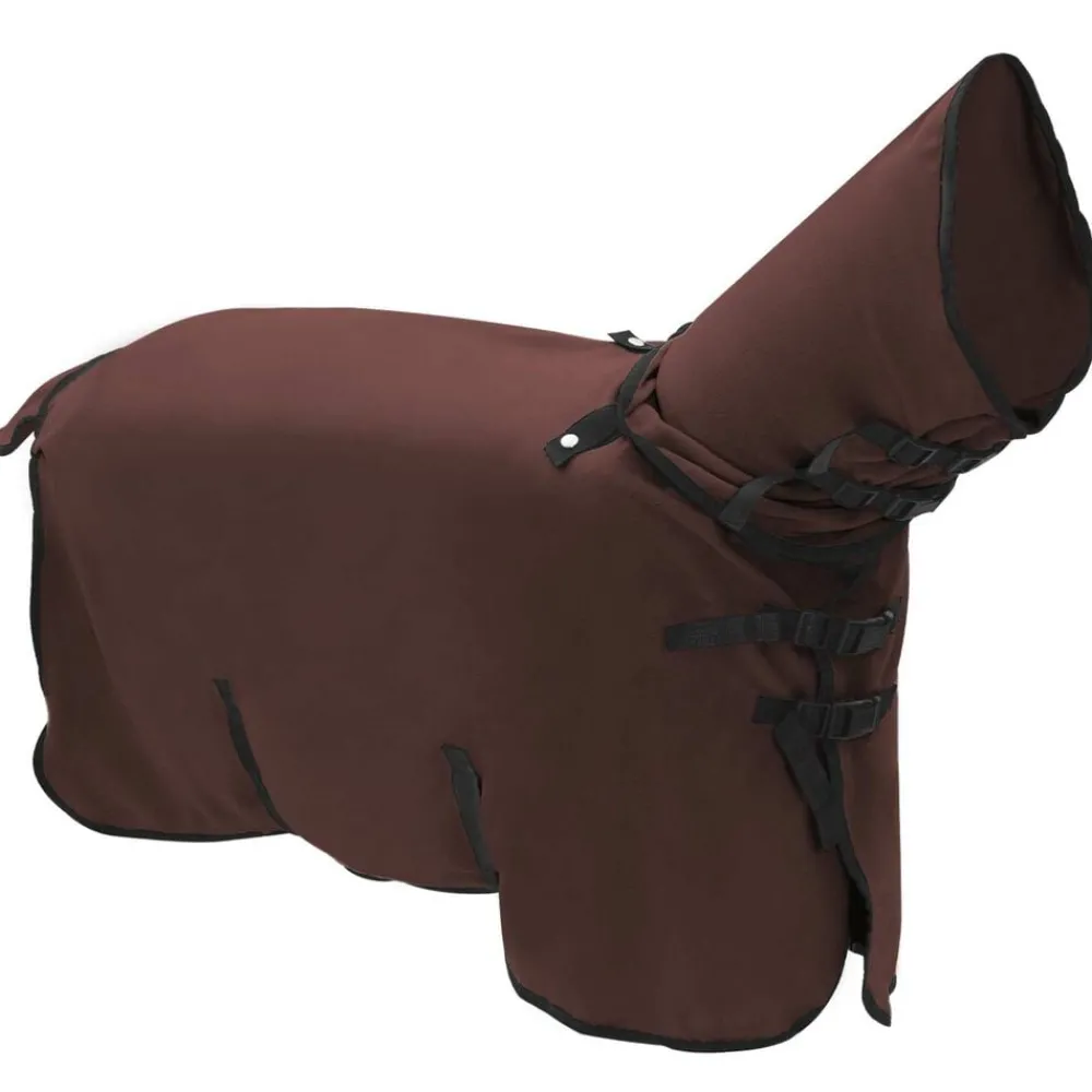 Loisirs De Plein Air-vidaXL Couverture Équine Brun Foncé Complet 75 cm Polyester Marron foncé