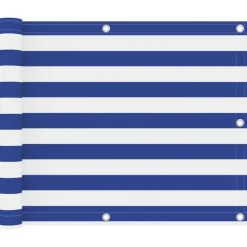 Pelouses & Jardins-vidaXL Écran de balcon 75x300 cm Tissu Oxford Blanc et bleu