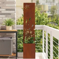 Décorations-vidaXL Écran de confidentialité de jardin Fretwork Rouillé 32 x 140 cm Acier patiné