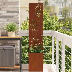 Décorations-vidaXL Écran de confidentialité de jardin Rouillé 32 x 32 x 150 cm Acier patiné