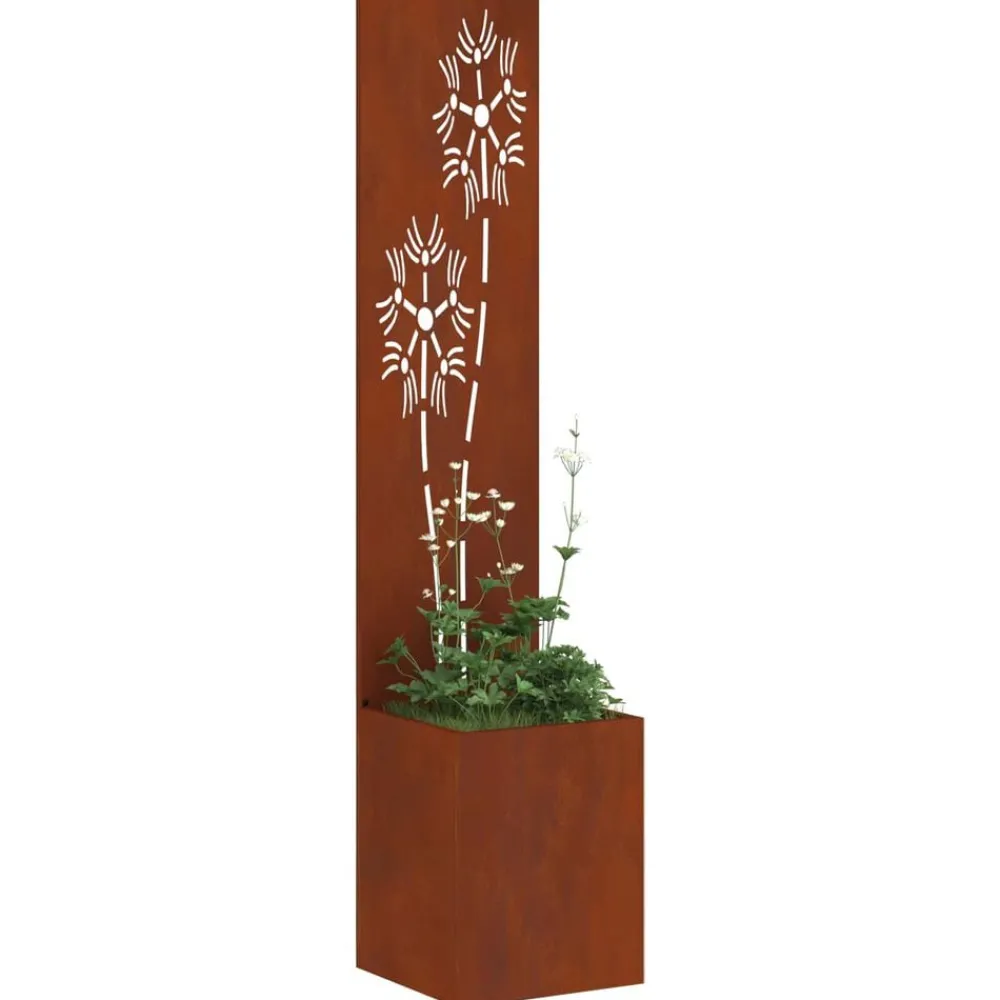 Décorations-vidaXL Écran de confidentialité de jardin Rouillé 32 x 32 x 150 cm Acier patiné