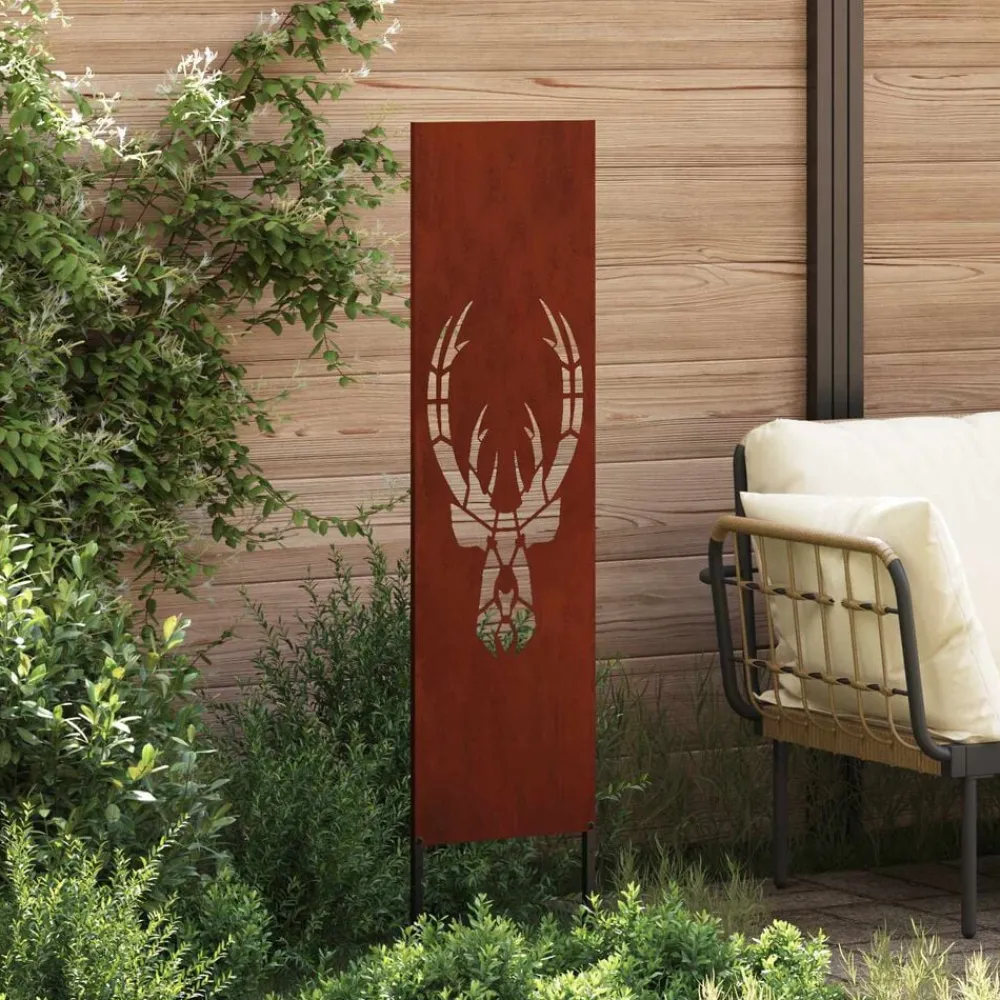 Décorations-vidaXL Écran de confidentialité de jardin Rouillé 32 x 140 cm Acier patiné