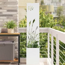 Décorations-vidaXL Écran de confidentialité de jardin Fretwork 32 x 150 cm Blanc