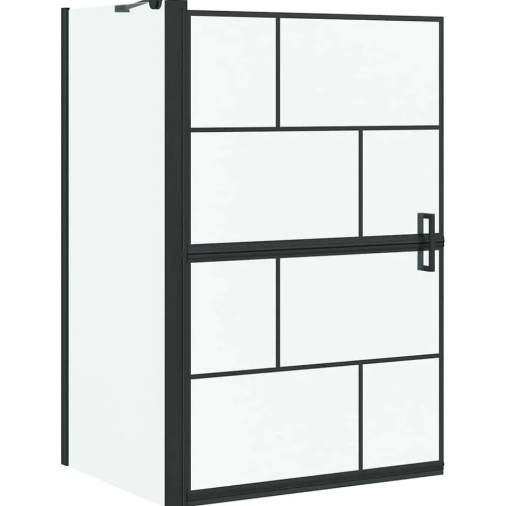 vidaXL Écran de douche de bain Noir et Transparent 116 x 68 x 128 cm