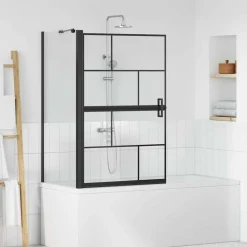 vidaXL Écran de douche de bain Noir et Transparent 116 x 68 x 128 cm