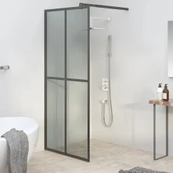 Plomberie-vidaXL Écran de douche 80x195 cm Verre trempé foncé Noir