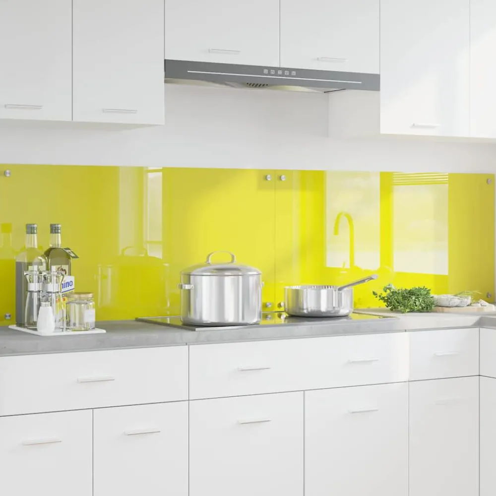 Arts De La Table & Arts Culinaires-vidaXL Crédence de cuisine 2 pcs 100 x 50 cm verre trempé Jaune