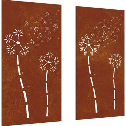 Décorations-vidaXL Décorations murales de jardin 2pcs 105x55 cm design de fleur